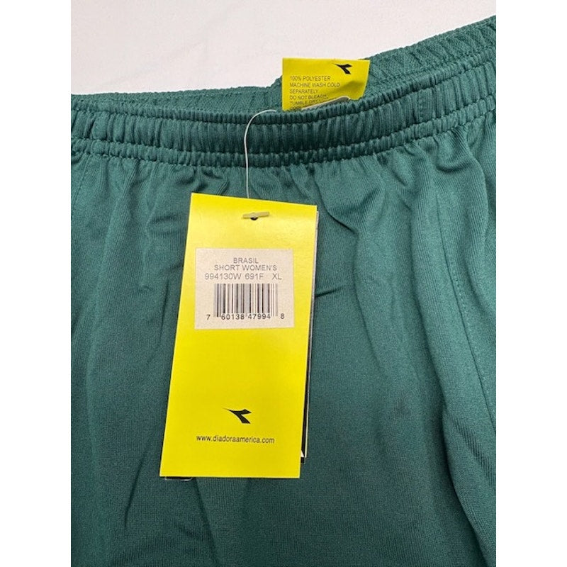 Diadora Diadry Brasil Shorts Elastic Waist Pull-On Green/White Womens Sz XL