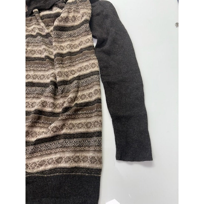 Marella Sport Striped Cardigan Knitted Sweater Open Front Brown Womens Sz L