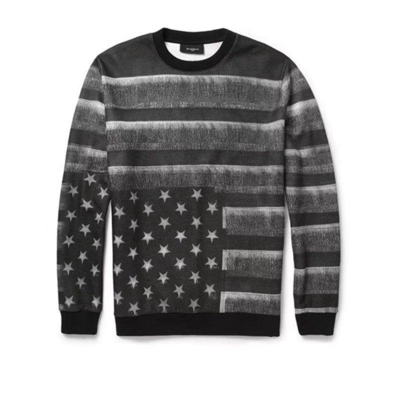 Givenchy Flag-Print Fleece-Back Jersey Sweatshirt Gray/Black Mens Size XL