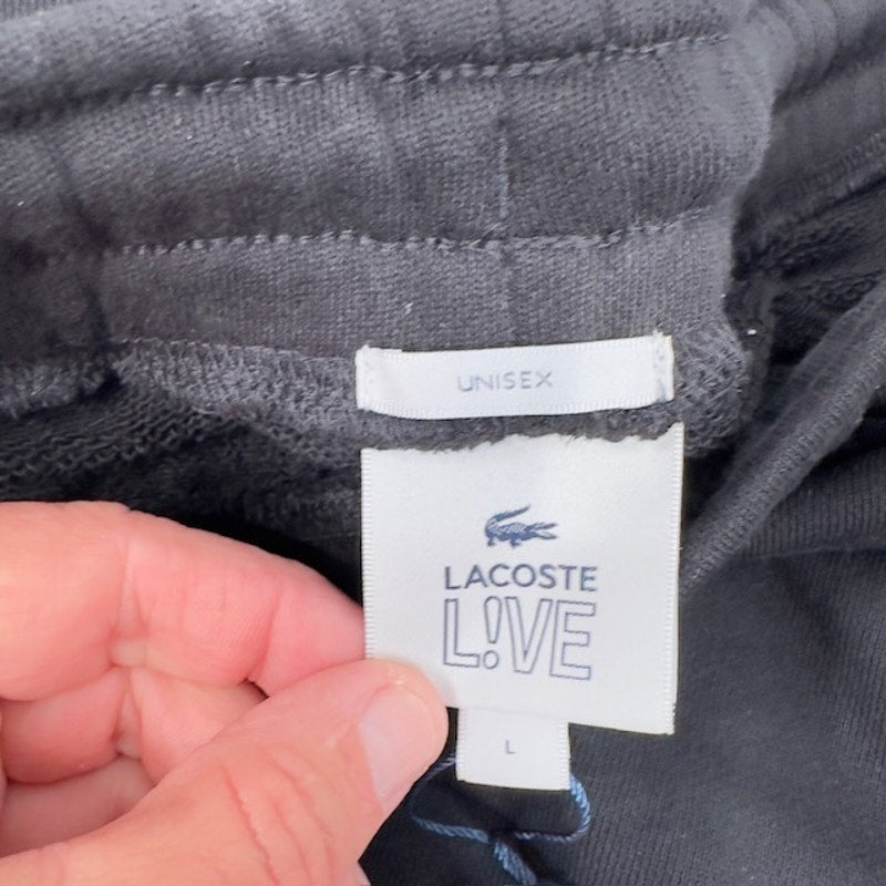 Lacoste Live Soul Train Track Pants Ankle Zip Side Panel Stripe Black Unisex L
