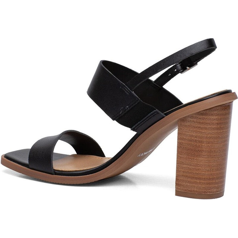 Lisa Vicky Oasis-V Slingback Sandal Leather Chucky Heels Black Womens Size 8
