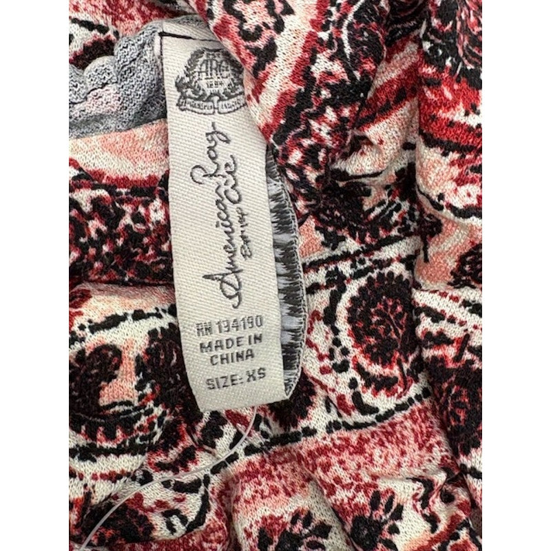 American Rag Cie Floral Cropped Top Smocked Halter Black/Multi Womens XS
