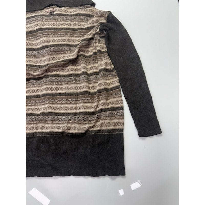 Marella Sport Striped Cardigan Knitted Sweater Open Front Brown Womens Sz L