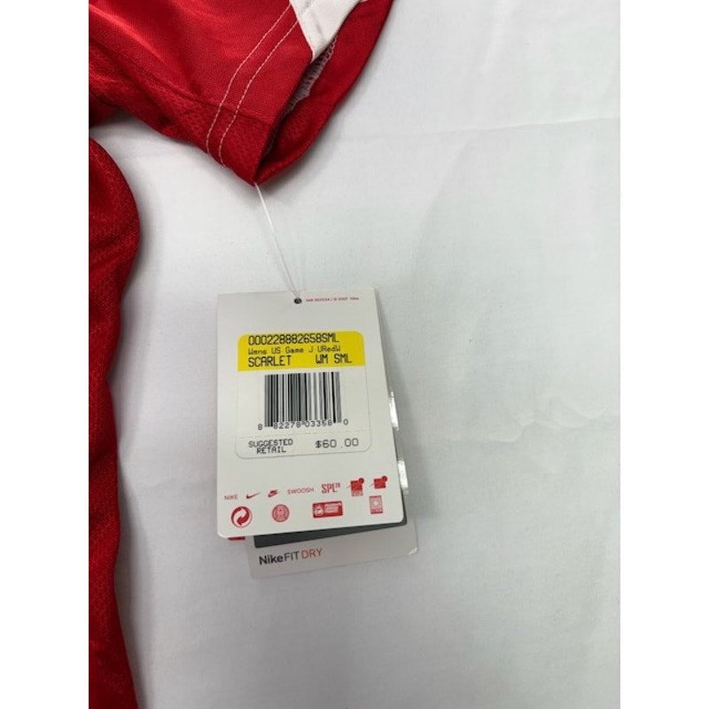 Nike Soccer Jersey Shirt Short Sleeve V-Neck Pullover Red/White Womens Sz S