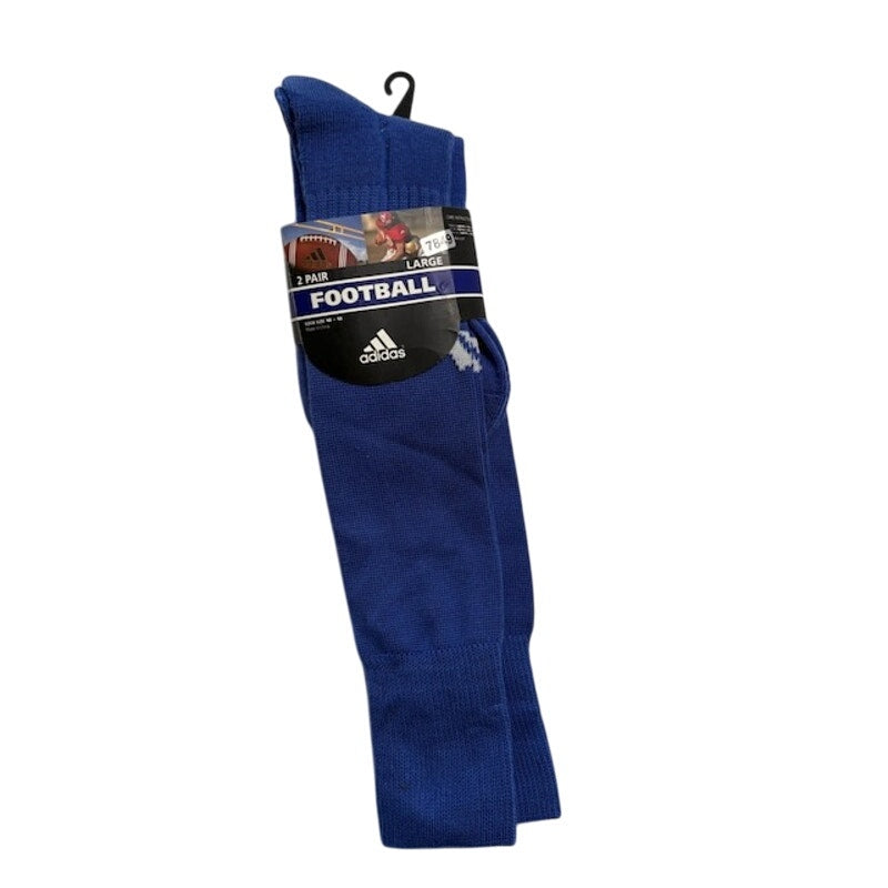2 Pairs Adidas Gametime Football Socks Knee High Blue/White Mens Sz L 10-13
