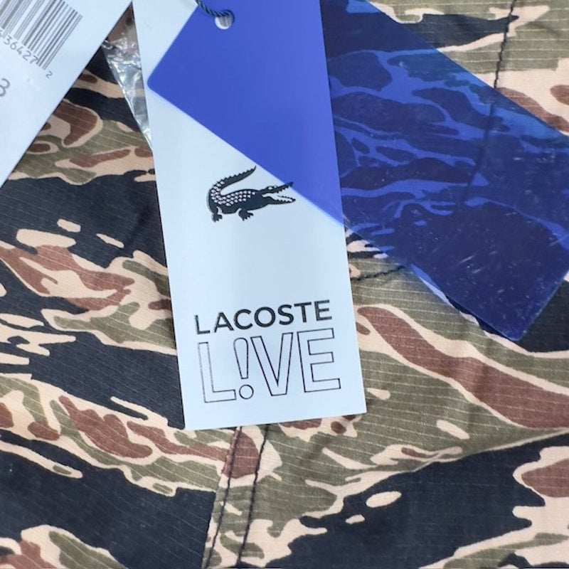 Lacoste Live Cargo Shorts Twill Cotton Loose Fit Camo Black Khaki Mens 42/33