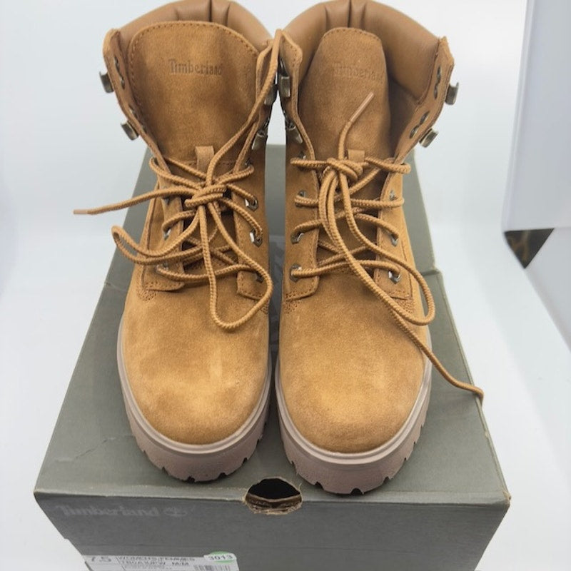 Timberland Carnaby Cool Leather Combat Boots A1UPW Lace Up Brown Womens 7.5