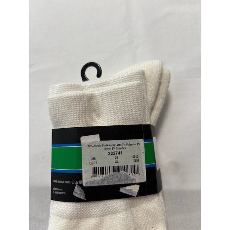 Adidas MLS Soccer Socks Over The Calf White/Black Youth M Shoe Size 13-4