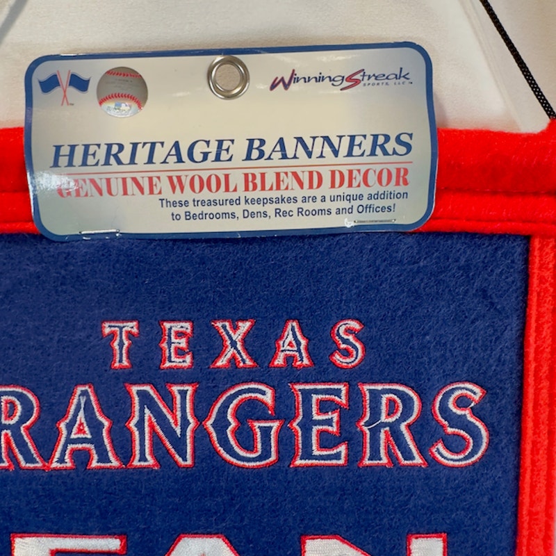 Winning Streak Sports Texas Rangers Banner Wool Fan Man Cave Blue Red 8x32
