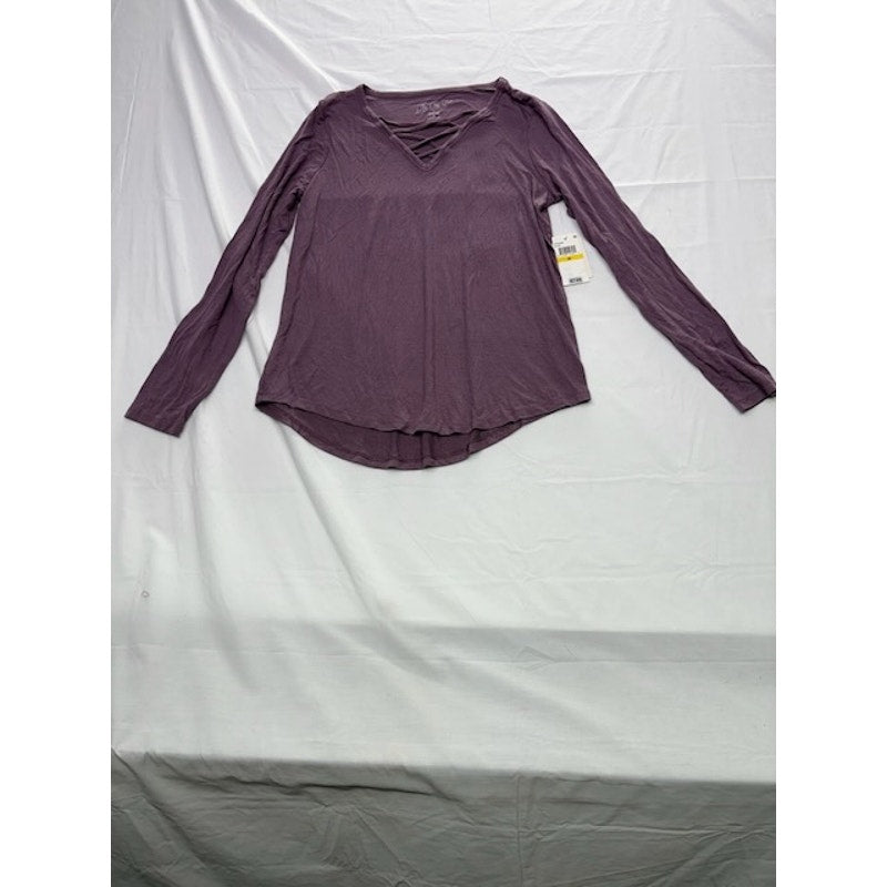 The Cozy Tee by Hippie Rose Long Sleeve Lace Up T-Shirt Lilac Womens Size M