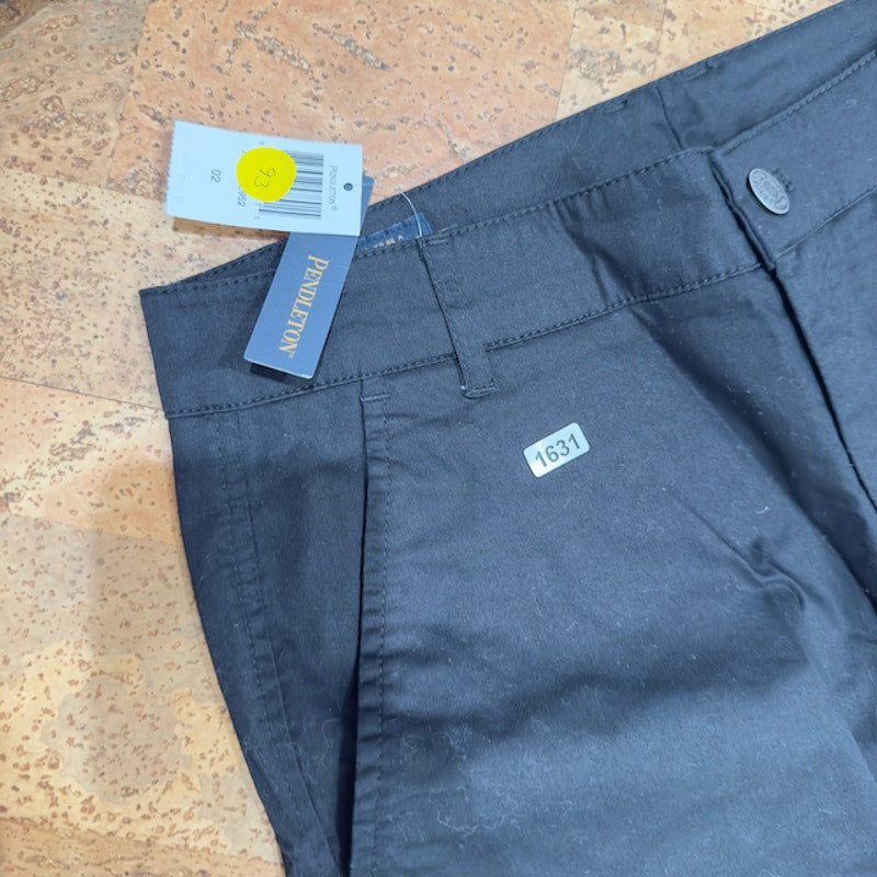 Pendleton High Waisted Chino Pants Classic Slim Straight Leg Black Womens