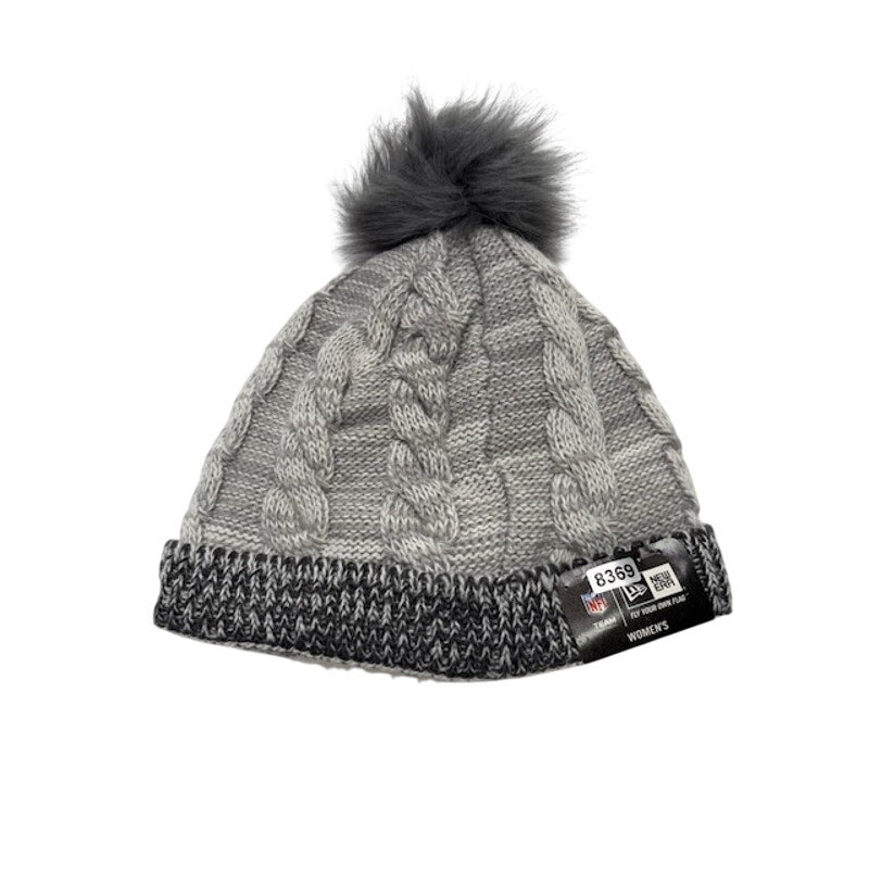 New Era NFL Cable Knit Pom Beanie Sherpa Lined Winter Hat Gray Womens OS