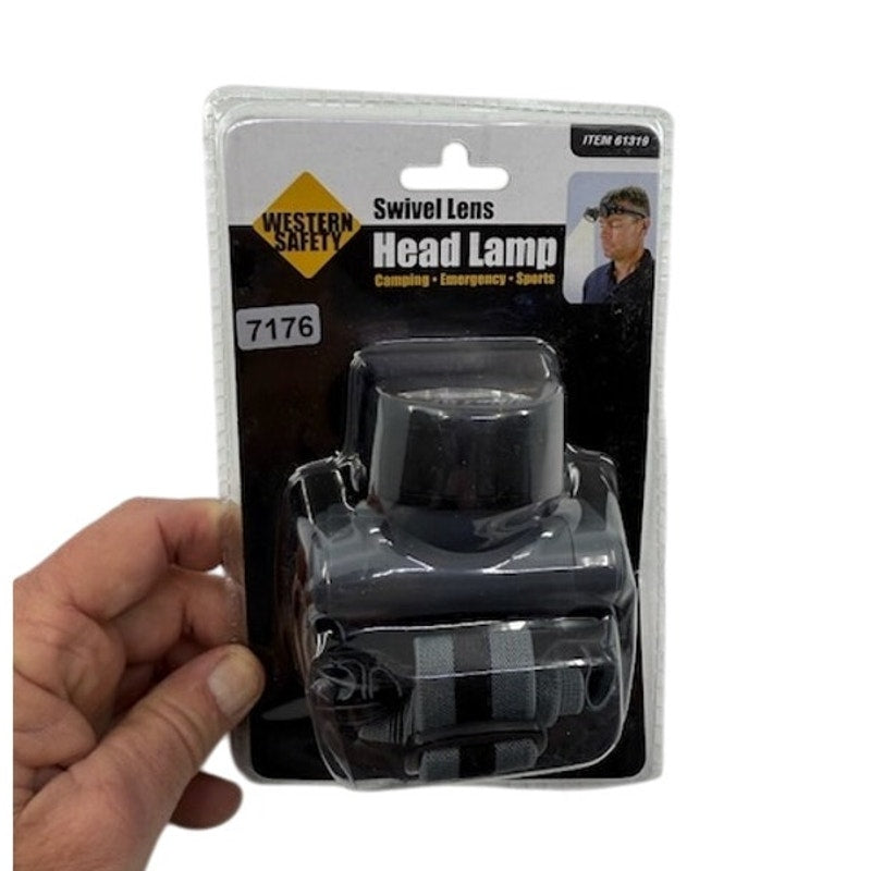 Western Safety Head Lamp Lightweight Swivel Lens Camping Lamp Black #61319