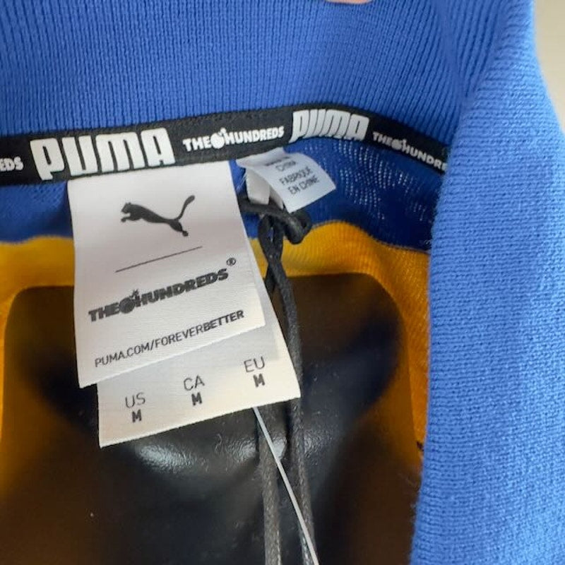 The Hundreds X Puma Polo Crew Shirt Olympian Blue Striped Blue Yellow Mens M