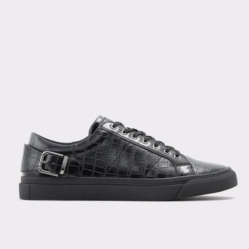 Aldo Himrich Trainer Shoes Sneakers Crocodile Skin Embossed Black Size 13