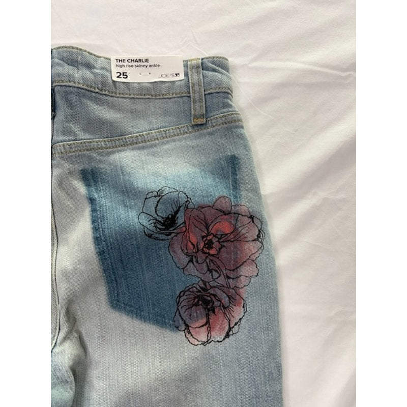 Joe's The Charlie High-Rise Skinny Jeans Distressed Blue Womens Size 25