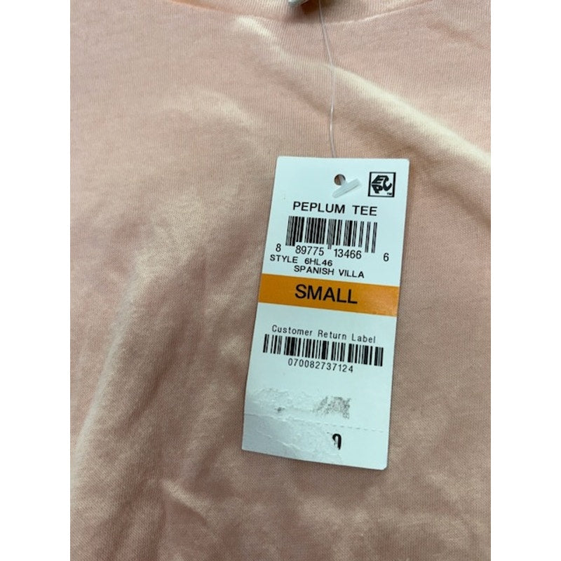 American Rag Cie Babydoll Top Short Sleeve Cotton Peach Womens Size Small