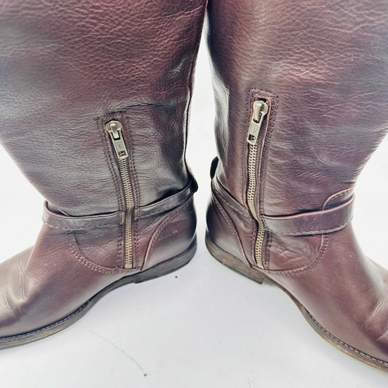 Vintage Frye Phillip Real Leather Buckle Riding Boots 3476844 Brown Womens 7B