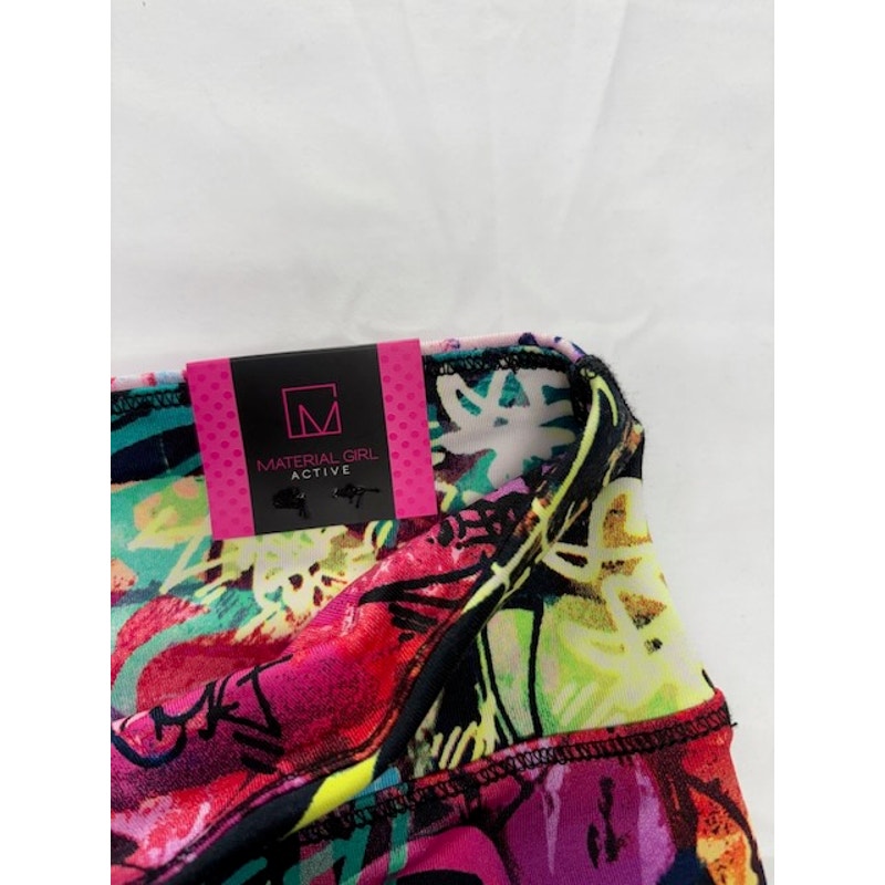 Material Girl Active Crop Leggings Graffiti Print Multicolor Womens Size XS