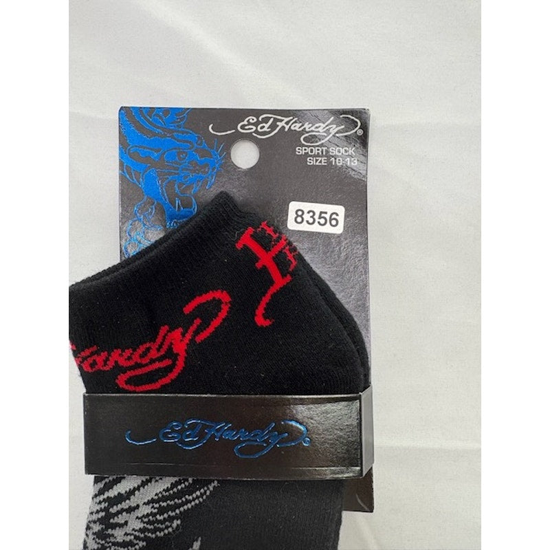 Ed Hardy Tattoo Rose Skull Graphic Crew Sport Socks Black Unisex Size 10-13