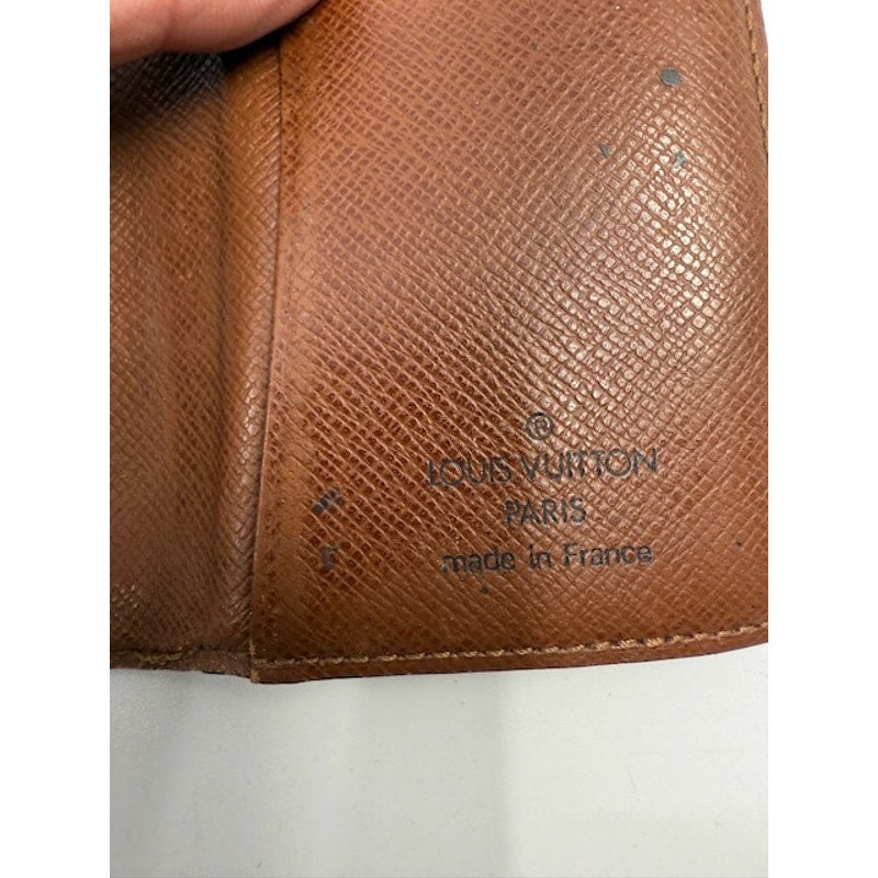 Louis Vuitton LV Monogram Leather Bifold Pass ID Card Holder Brown