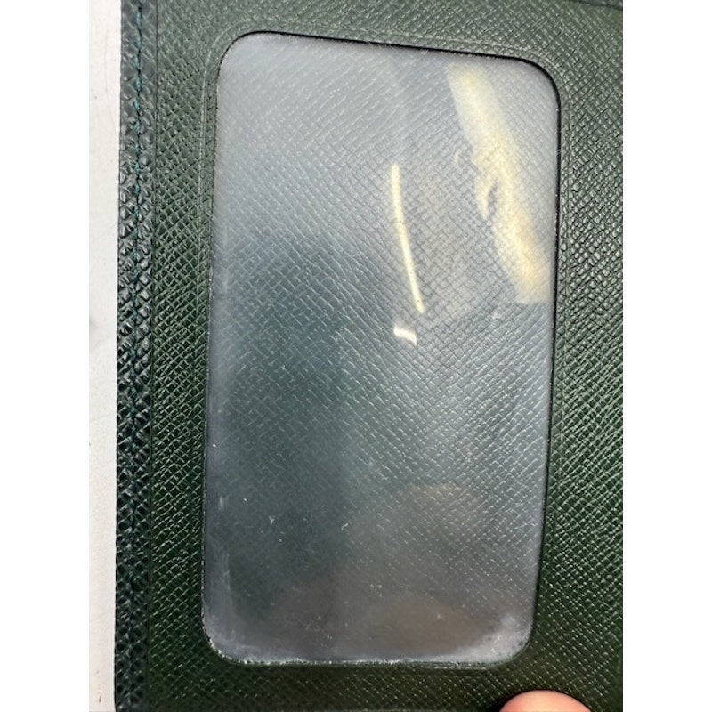 Louis Vuitton Taiga Leather Bifold Pass ID Card Holder Dark Green In Box