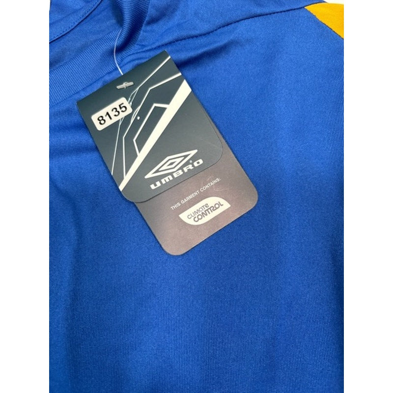 Umbro Soccer Jersey Shirt Short Sleeve V-Neck Royal Blue/Gold Mens Size L