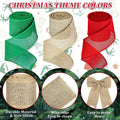 Klatie 3 Rolls Burlap Gift Wrapping Decor Holiday Christmas Beige Green Red