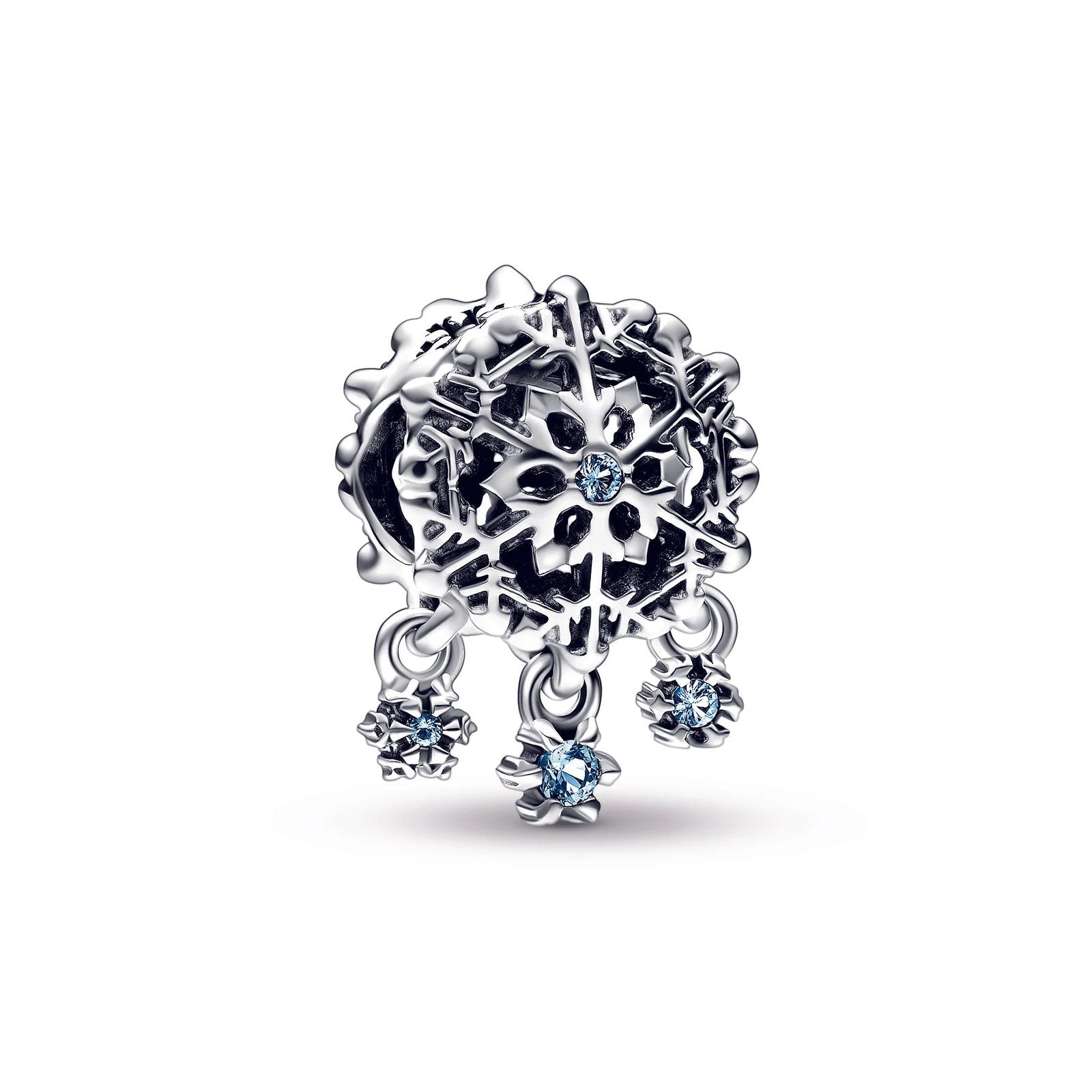 Icy Snowflake Drop Dangle Charm Pendant Sterling Silver