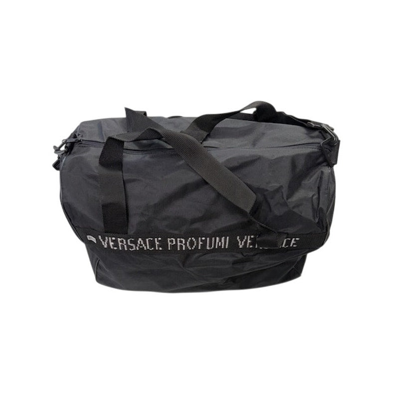 Versace Profumi Faux Leather Duffle Backpack Weekender Travel Bag Black