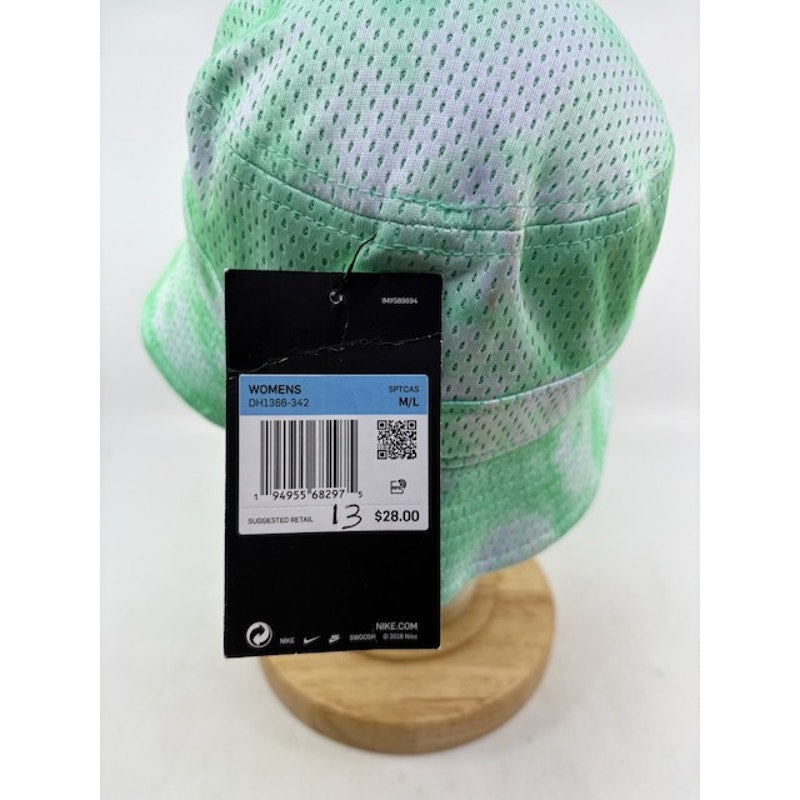 Nike Tie Dye Mesh Bucket Hat Dri-FIT Lightweight Green White Womens Size M/L