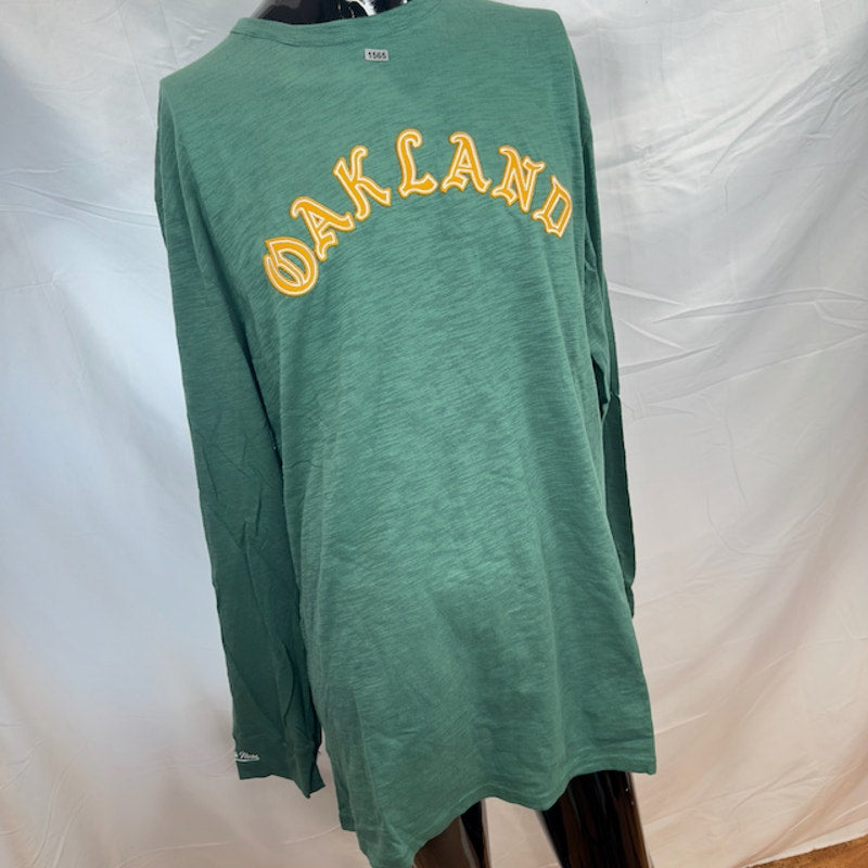 Mitchell & Ness MLB Oakland Athletics Long Sleeve Crewneck T-Shirt Green 3XL