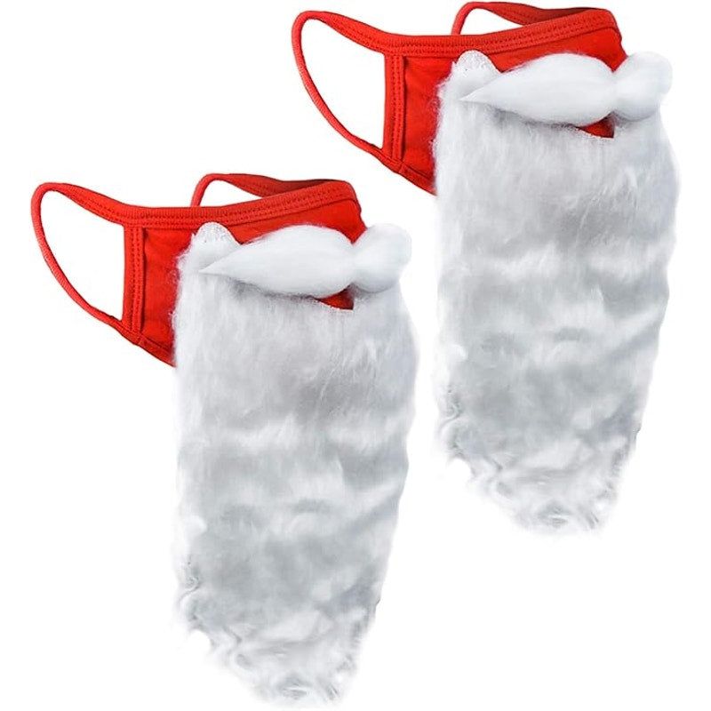 2022 Christmas Face Mask Funny Bearded Holiday Santa Custome 2-Pack Adults