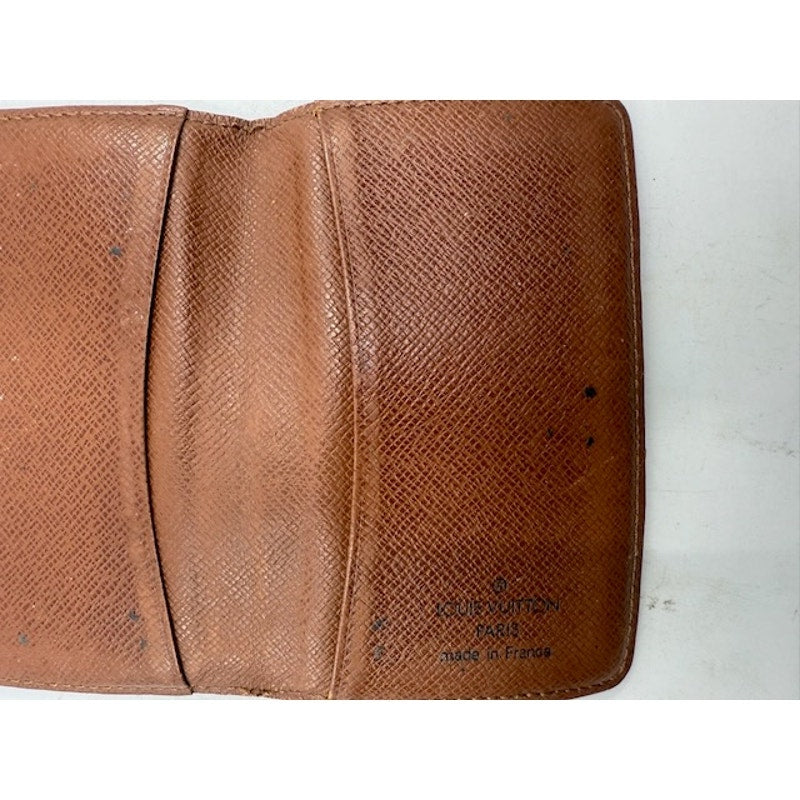 Louis Vuitton LV Monogram Leather Bifold Pass ID Card Holder Brown