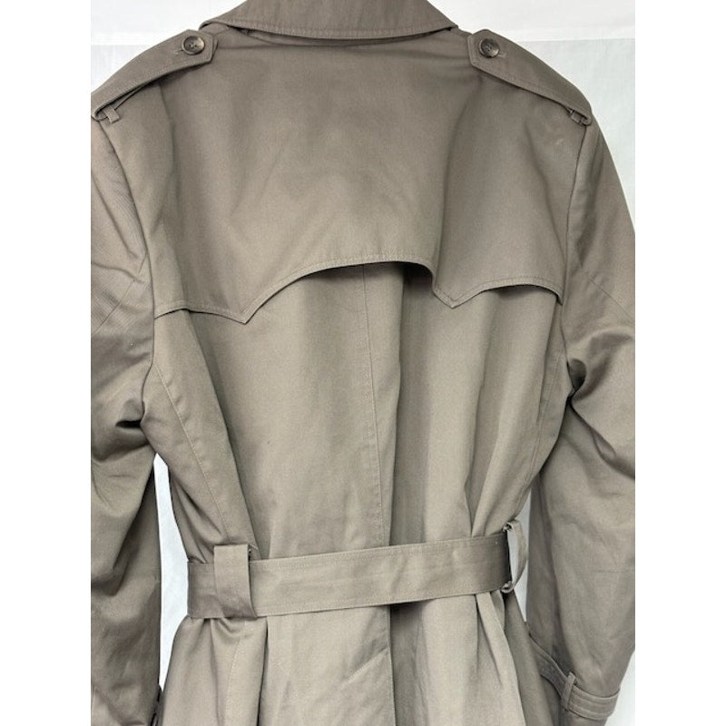 Oakton Ltd Vintage Trench Coat Button Double Breast Belted Gray Mens Sz 46 Long