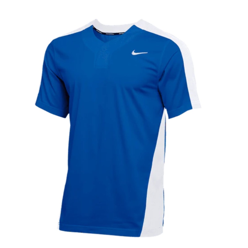 Nike Team Vapor Select 1-Button Jersey Short Sleeve Royal Blue White Mens Size L