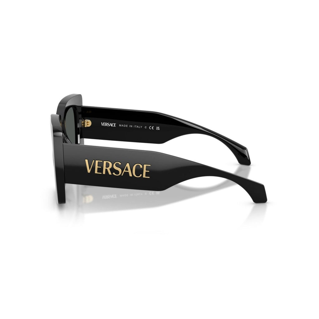 Versace Sunglasses Square Frame Gold Logo Designer Luxury Black Womens OS