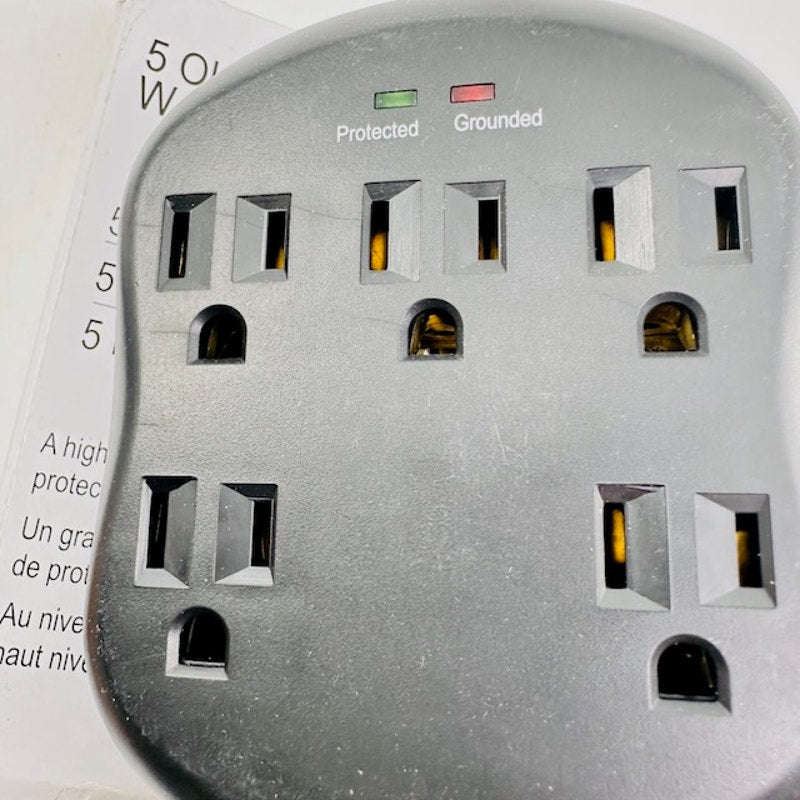 Power 1 First 5 Outlet Plug Adaptor With Surge 250 Joules 15A 1875W