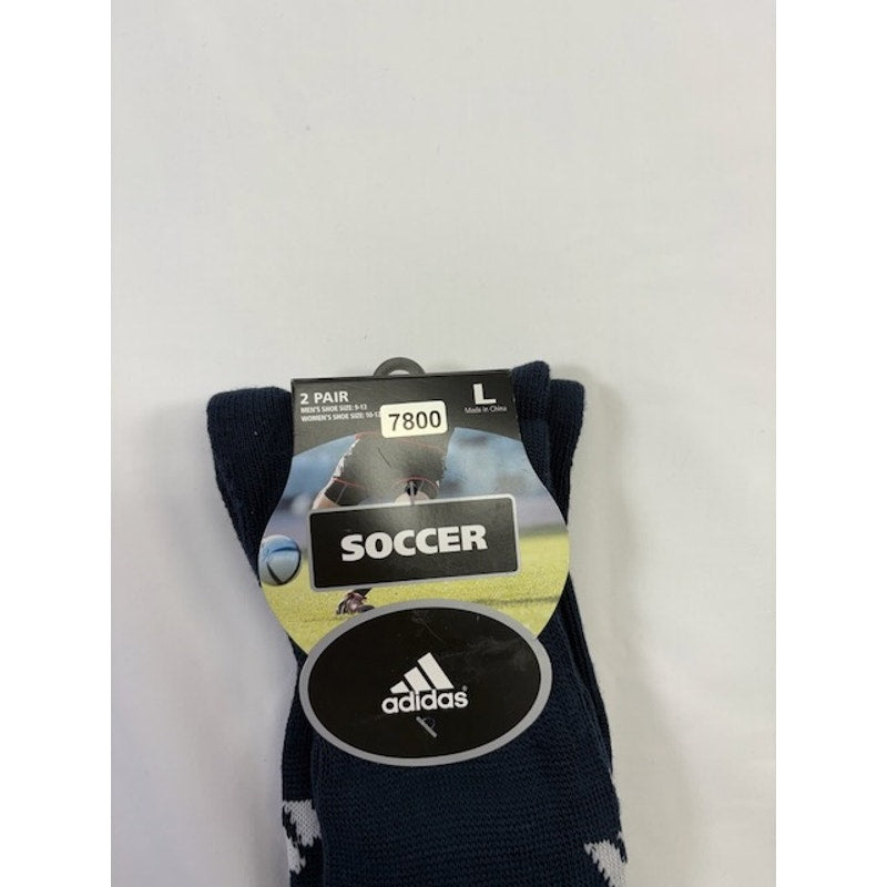 Adidas Soccer Socks 2 Pairs Dark Blue Unisex Size L, Mens 9-13/Womens 10-12