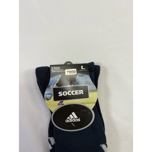 Adidas Soccer Socks 2 Pairs Dark Blue Unisex Size L, Mens 9-13/Womens 10-12