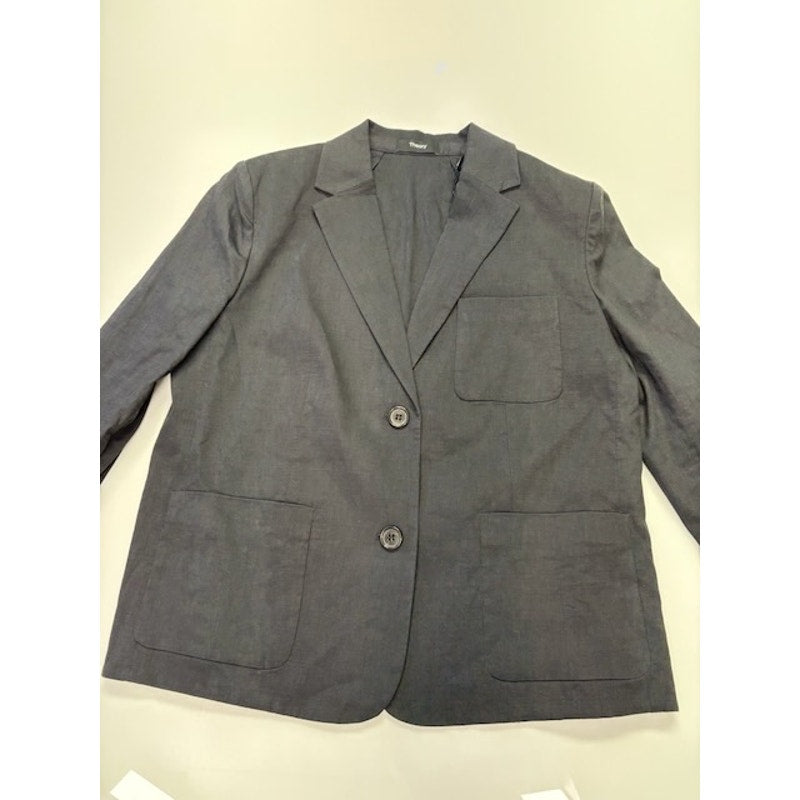 Theory Shrunken Split Cuff Two Button Blazer 3/4 Sleeve Womens Gray Size 4