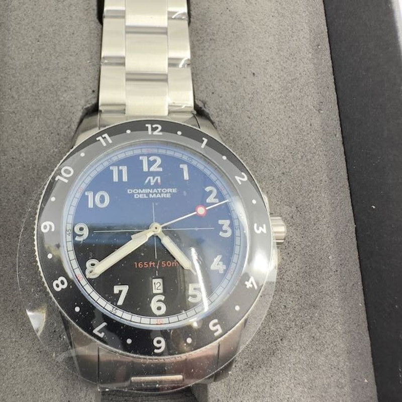 Dominatore Del Mare By Bandiera 3 Hands Date Watch Silver Blue Dial Mens OS