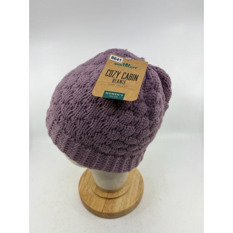 Northeast Outfitters Neo Cozy Cabin Popcorn Beanie Knit Hat Womens Purple OS