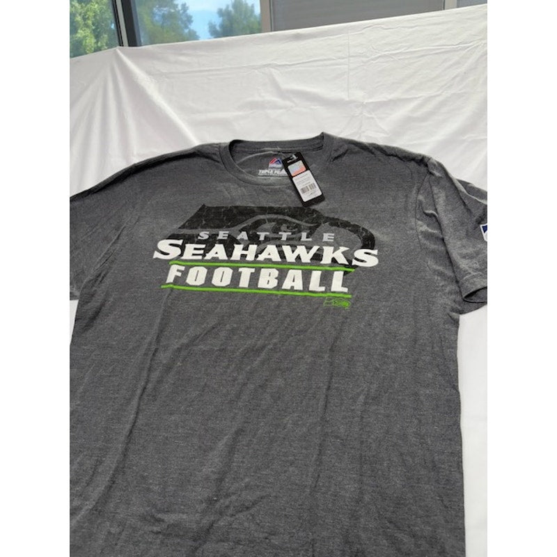 Majestic Seattle Seahawks NFL Interception T-Shirt Triple Peak Gray Size XL