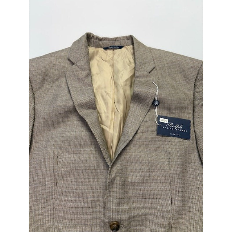 Ralph by Ralph Lauren Blazer Houndstooth Two Button Tan/Blue Mens Size 42L