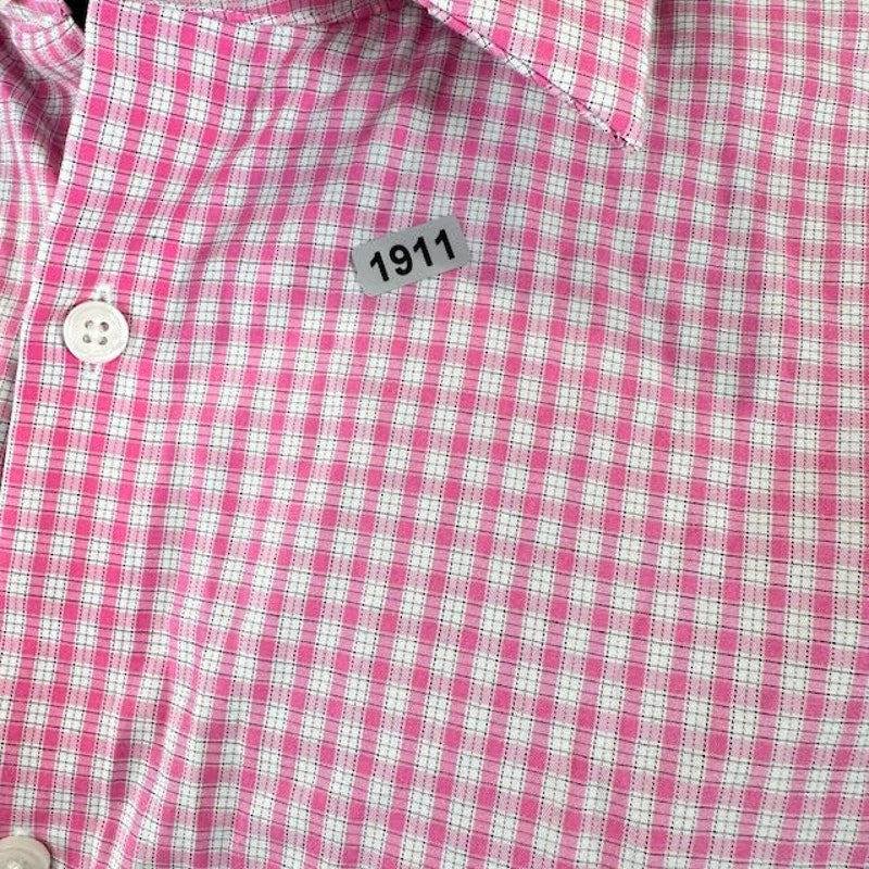 Calvin Klein Gingham Button-Up Shirt Cotton-Cashmere Pink Marshmallow Mens M