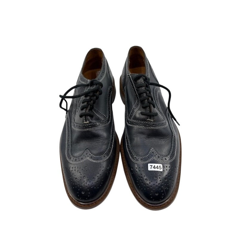 Vero Cuoio Brogue Leather Oxford Dress Shoes Lace-Up Almond Toe Black Mens Sz 8