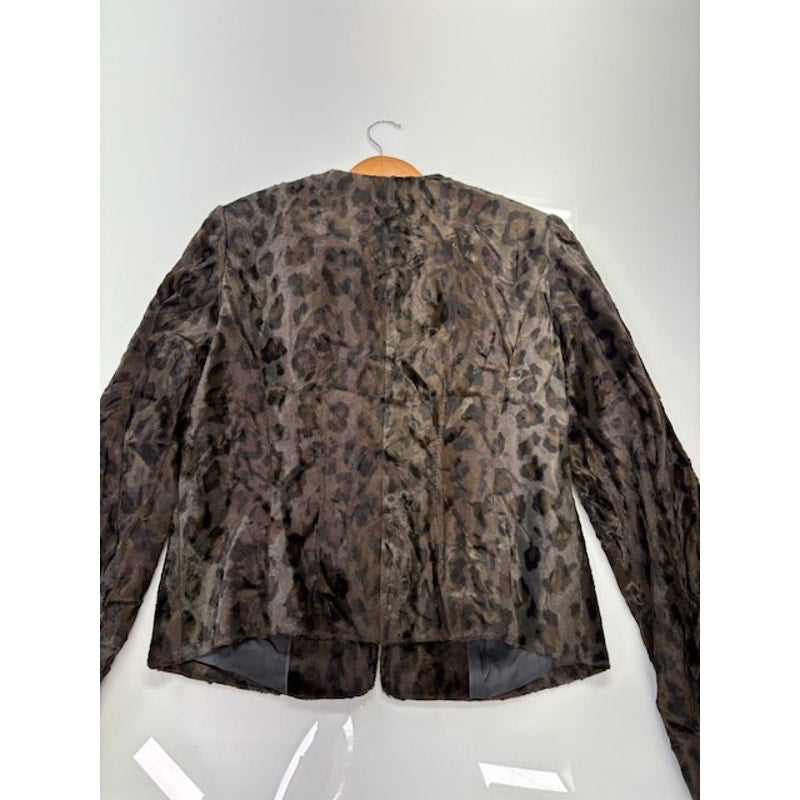 Brooks Brothers Faux Calf Hair Animal Print Jacket Brown/Black Womens Size 8
