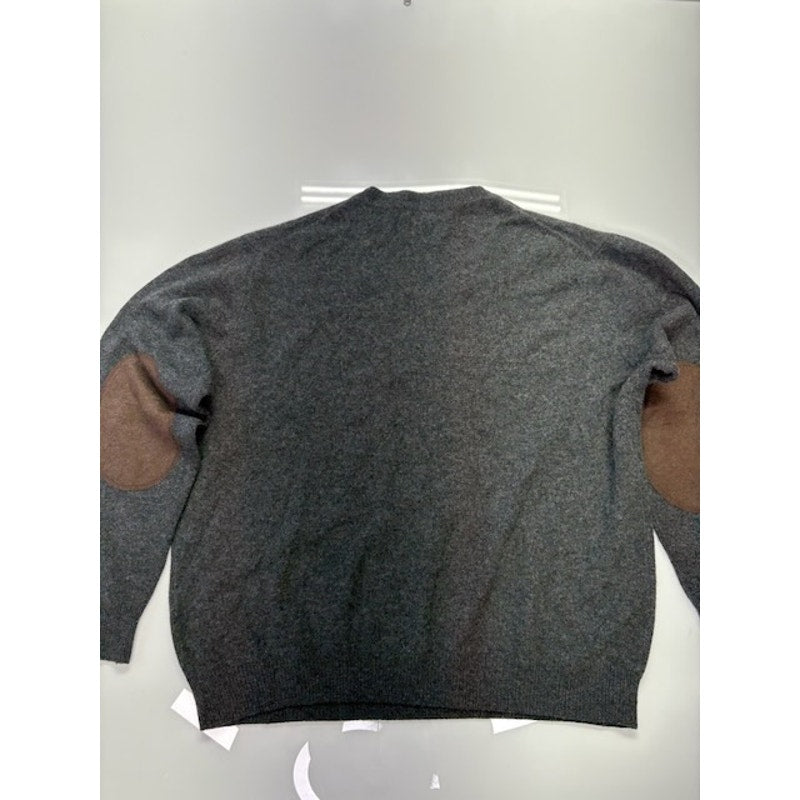 Scott James Crewneck Sweater Elbow Patch Pullover Cashmere Gray Mens Size XXL