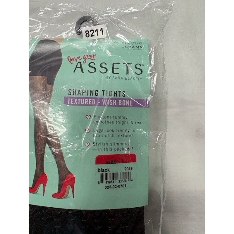 ASSETS by Sara Blakely Wishbone Textured Shaping Tights #2049 Black Size 1